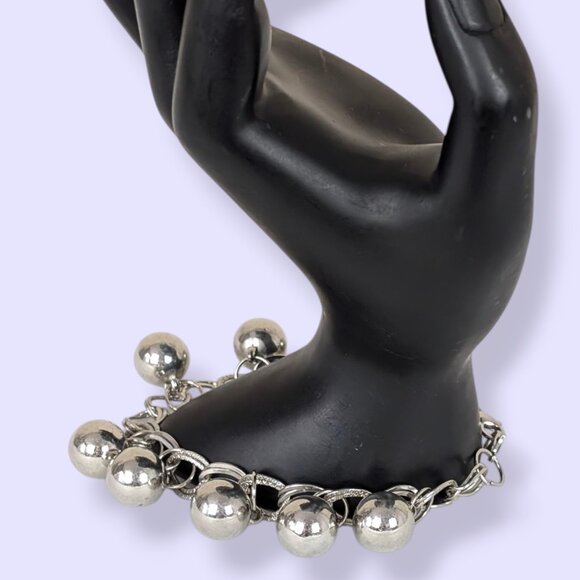 Silver Tone Dangling Ball Bracelet / Anklet - Picture 3 of 5